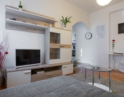 View from the living room to the kitchen and dining area.