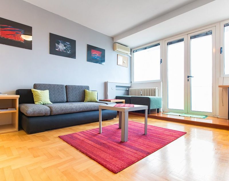 Living room with double sofa bed